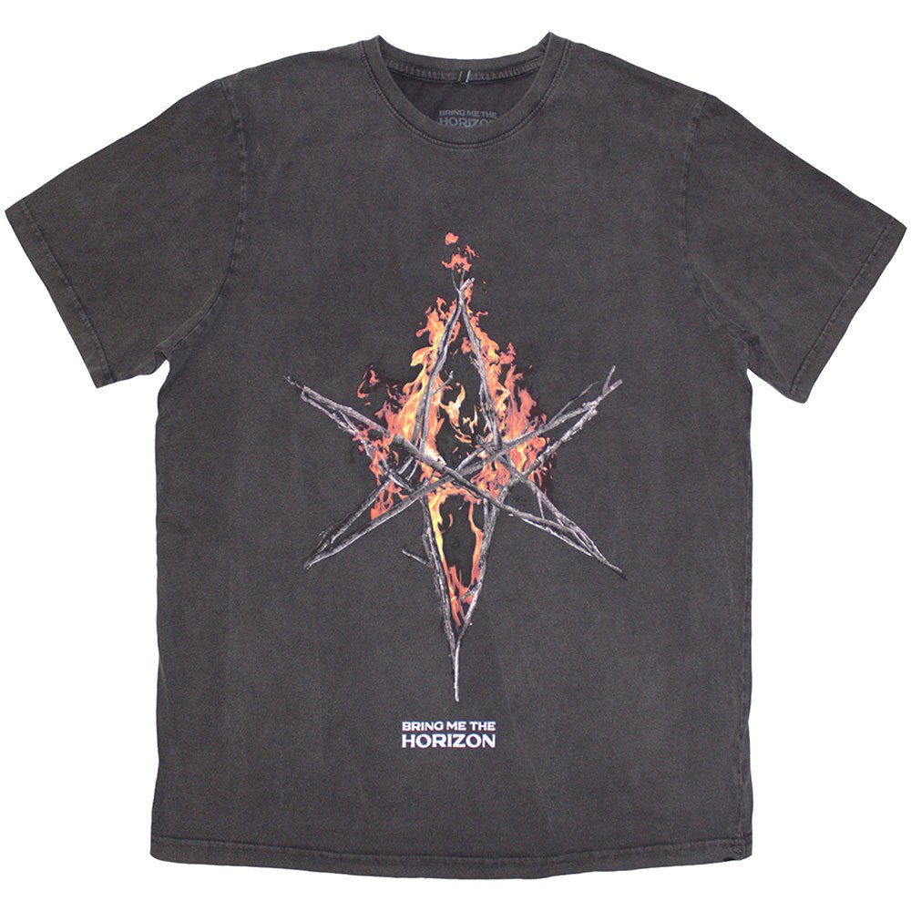 Bring Me The Horizon - Flame Hex & Text Logo Herren TShirt - Grau